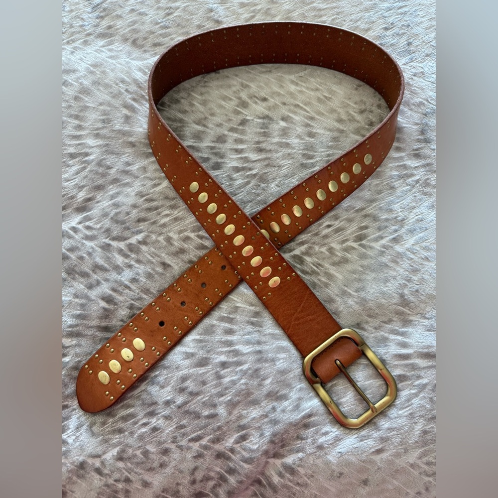 Rough Roses Leather Studded Belt - Picture 2 of 4